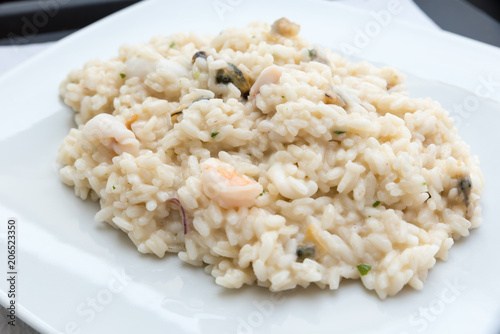 Delicious risotto with seafood