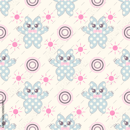 Seamless abstract vector illustration background. Decorative kittens