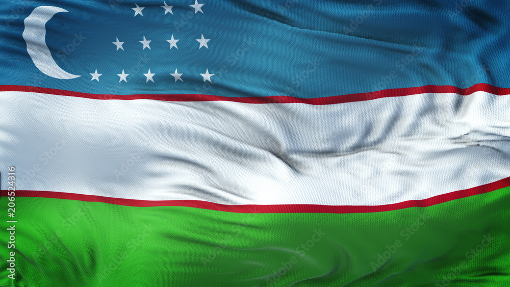 Fototapeta premium UZBEKISTAN Realistic Waving Flag Background 