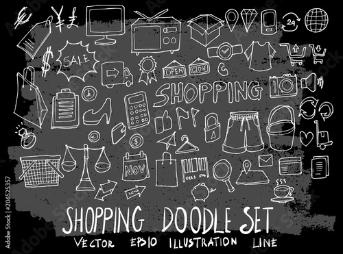 Wallpaper Mural Hand drawn Sketch doodle vector shopping element icon set on Chalkboard eps10 Torontodigital.ca
