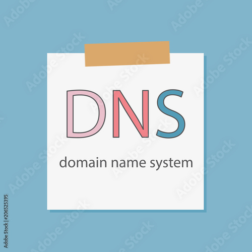 DNS Domain Name System written in a notebook paper- vector illustration