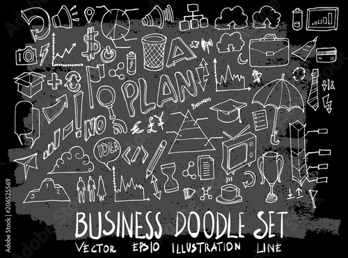 Wallpaper Mural Hand drawn Sketch doodle vector business element icon set on Chalkboard eps10 Torontodigital.ca
