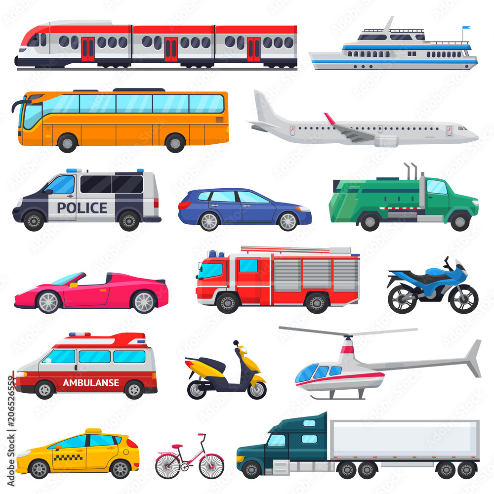 Transport vector public transportable vehicle plane or train and car or ...