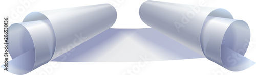 Twisted paper on white background.