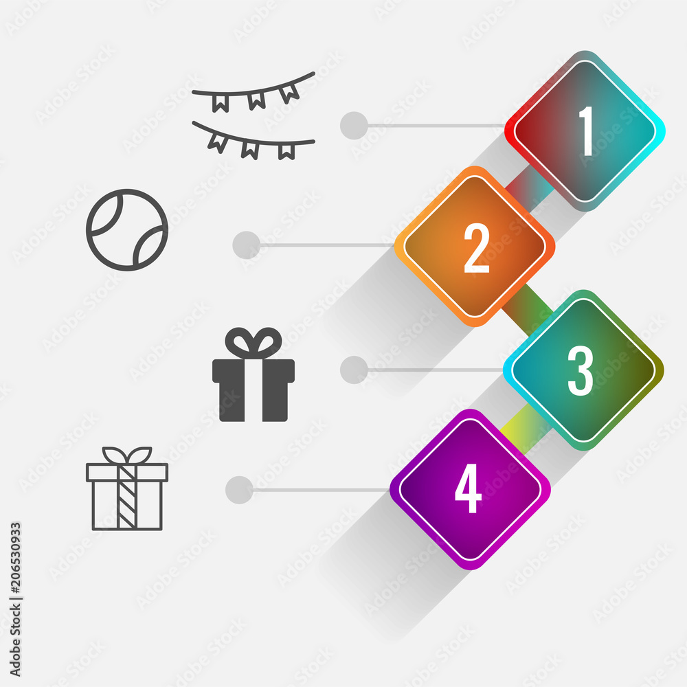 Birthday and party infographic with icon 4 step, for presentatio