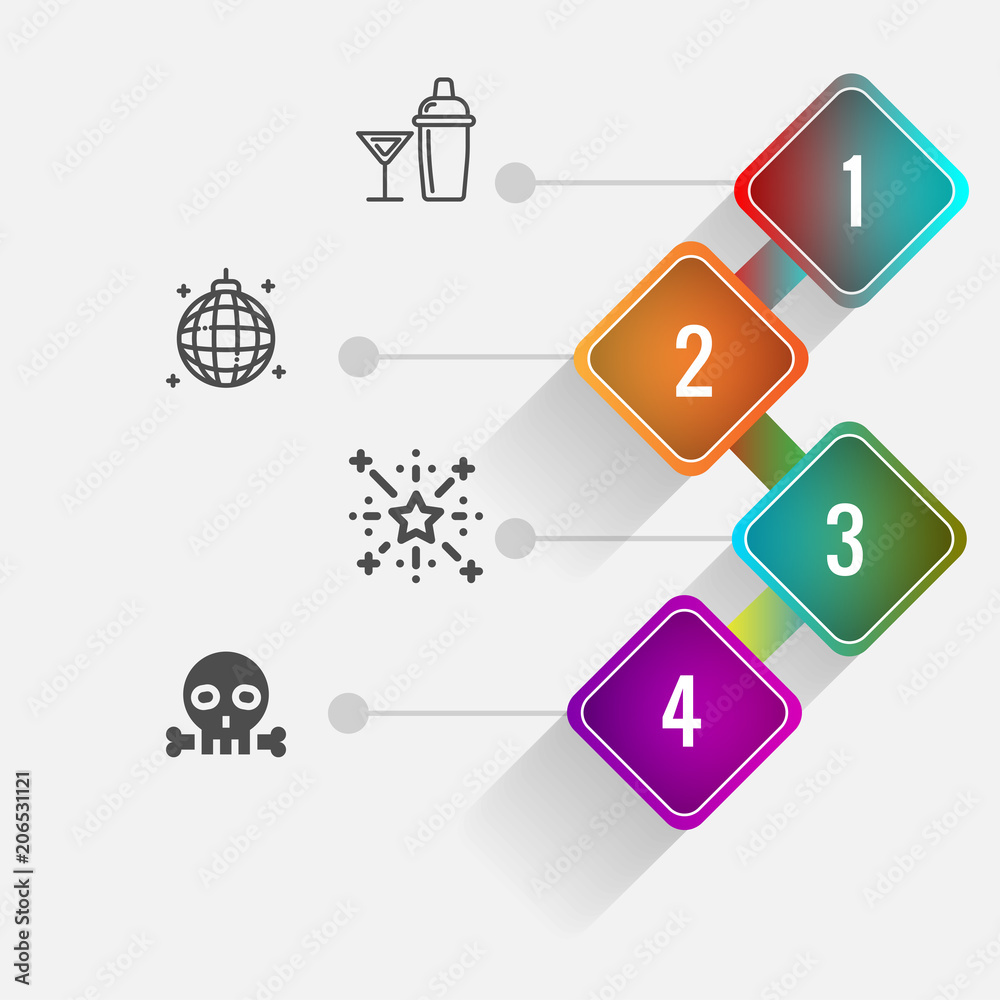 Birthday and party infographic with icon 4 step, for presentatio Birthday and party infographic with icon 4 step, for presentatio