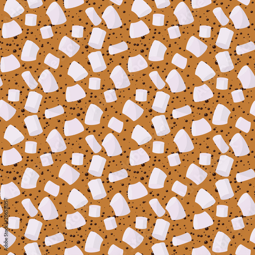 Marshmallows seamless pattern vector sweet candy for coffee backdrop and marshmallow sticks dessert background of sugary confectionery in coffeecup illustration wallpaper