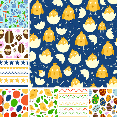 Easter seamless pattern background design vector holiday celebration party wa...