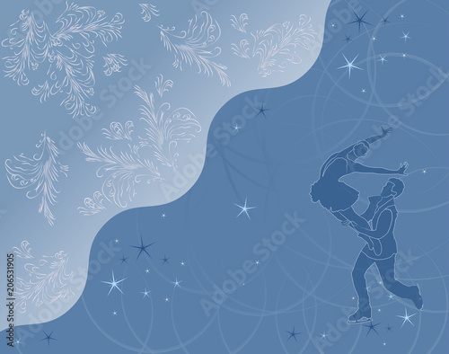 Vector drawing of a pair figure skating