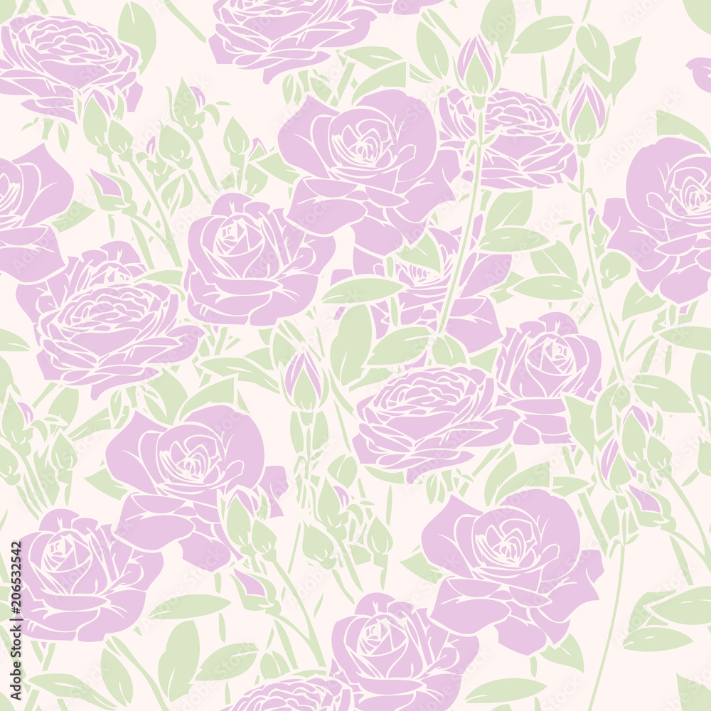 Seamless pattern with poppy, Peonies or roses flowers