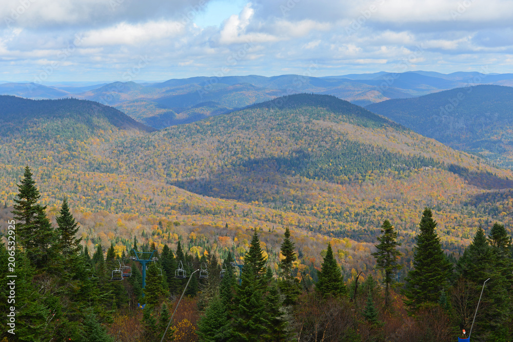 Mont Tremblant fall foliage, from top of Mont Tremblant, Quebec, Canada.