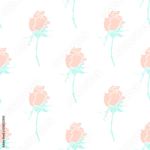 Seamless pattern with poppy, Peonies or roses flowers