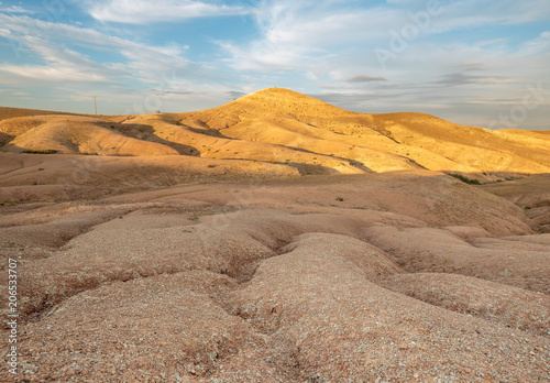 Agafay desert at sunset, Marrakech, Morocco