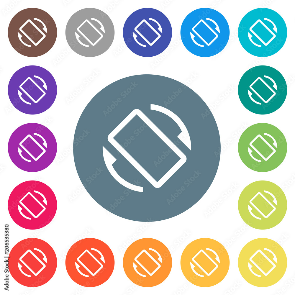 Mobile screen automatic rotation flat white icons on round color backgrounds Mobile screen automatic rotation flat white icons on round color backgrounds