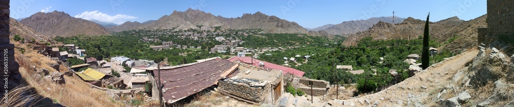 Panoramic view of Meghri oasis valley in Armenia