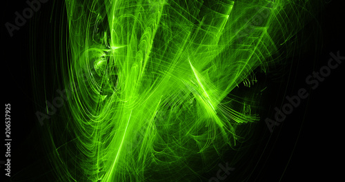 Green Abstract Lines Curves Particles Background