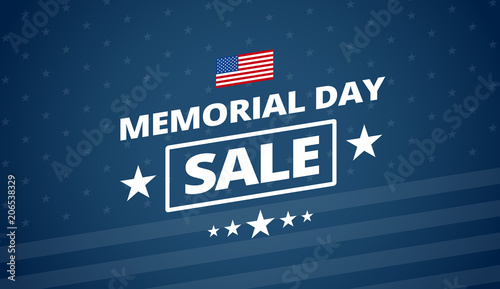 Memorial Day Sale blue background vector illustration