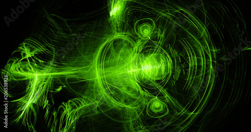 Green Abstract Lines Curves Particles Background