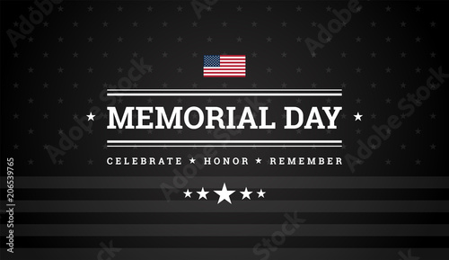 Memorial Day black background w/ the United States flag - memorial day vector