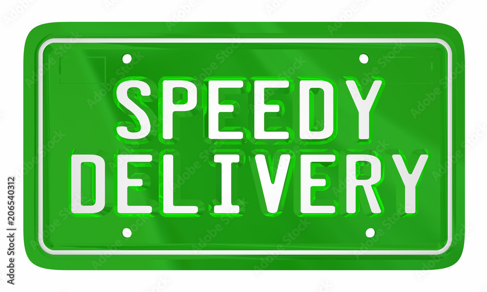 Speedy Delivery License Plate Home Service 3d Render Illustration