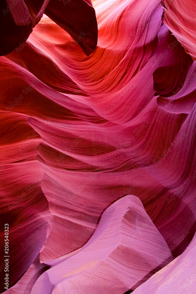 Fototapeta Antelope Canyon in the Navajo Reservation near Page, purple color saturated, Arizona, USA