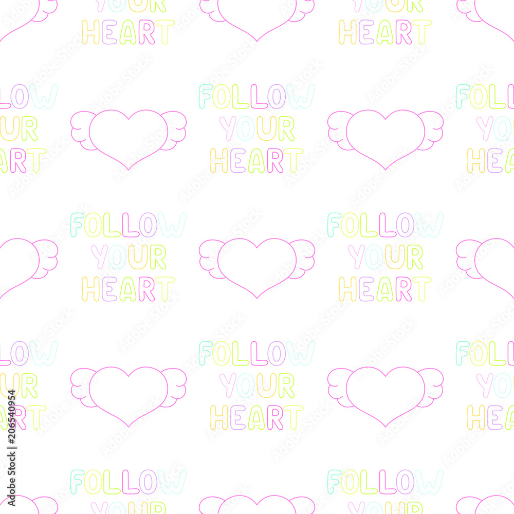 Seamless baby pattern with heart and lettering. Best Choice for cards, invitations, printing, party packs, blog backgrounds, paper craft, party invitations, digital scrapbooking.