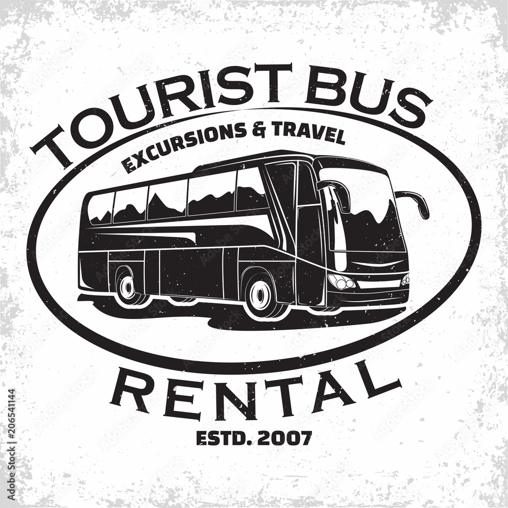 Travel bus vintage emblem