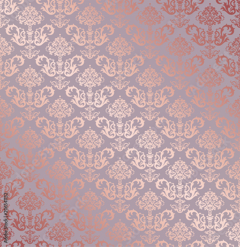 Seamless rose gold small floral elements wallpaper