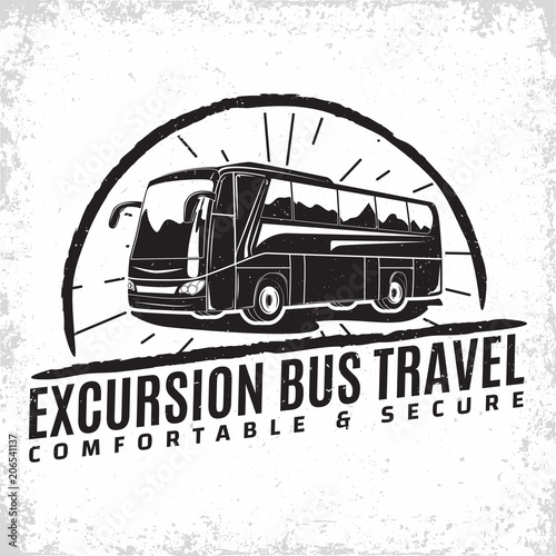 Travel bus vintage emblem