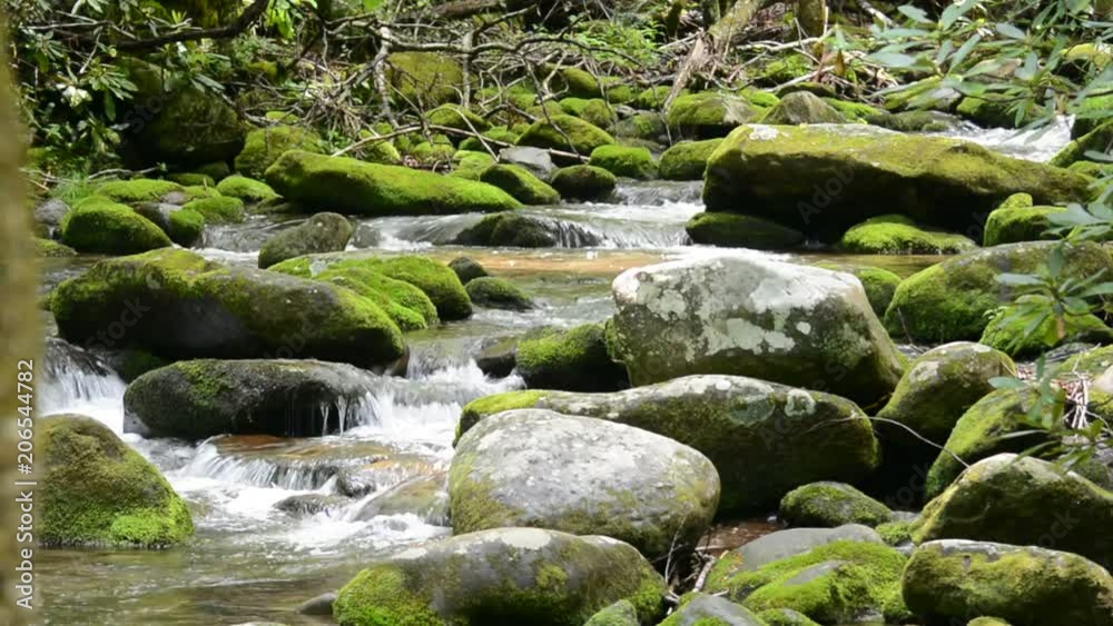 Clear Winding River through mossy Rocks Clear Winding River through mossy Rocks