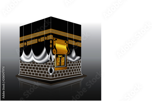 kaaba mosque isolated white. (holy mecca building moslem, for hajj, fitr, adha, kareem).   suitable for card, printing material, gift, banner sticker and other. easy to modify