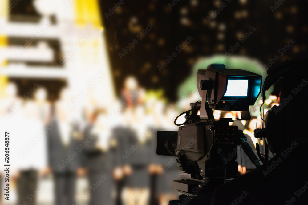 Video recording camera In the a studio background blur Video recording camera In the a studio background blur