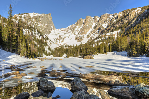 Logs and Boulders on Thawing Dream Lake