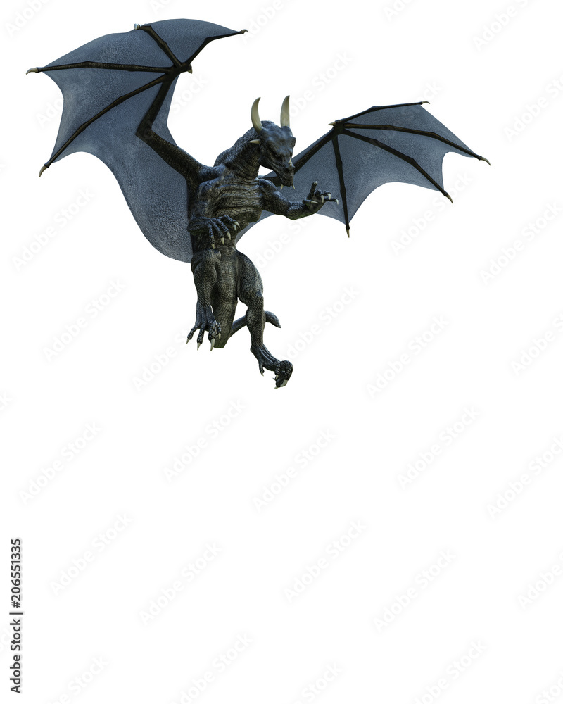Obraz premium czarny smok na białym tle