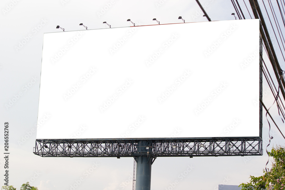White blank billboard or signboard on street side for mock up presentation. White blank billboard or signboard on street side for mock up presentation.