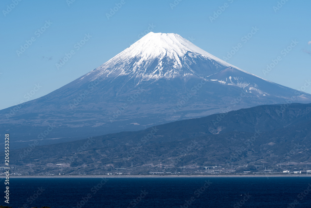 Mount Fuji over Suruga-bay from Izu peninsula