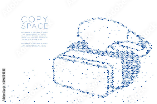 Abstract Geometric Square box pixel pattern VR headset (virtual reality) shape design blue color illustration on white background with copy space, vector eps 10