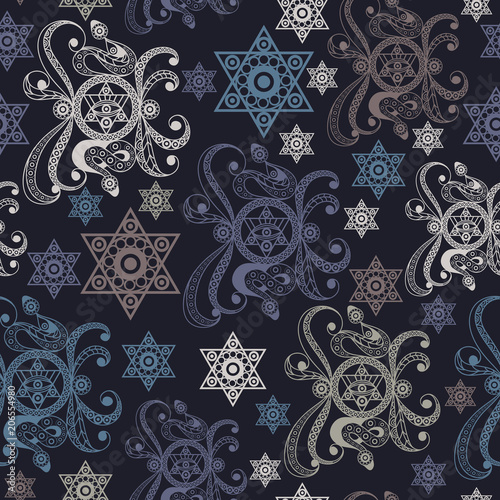 Seamless texture with occult symbol 2