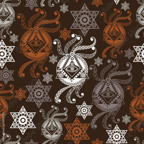 Seamless texture with occult symbol 3