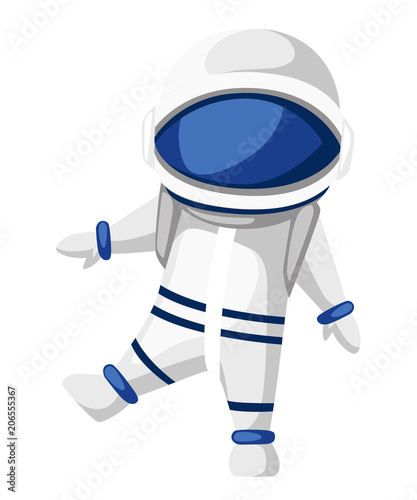 Illustration of astronaut. Cartoon character design. Cute astronaut walking in space. Vector illustration isolated on white background