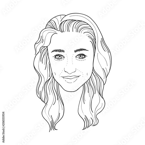 Illustration of young woman with flirty smile