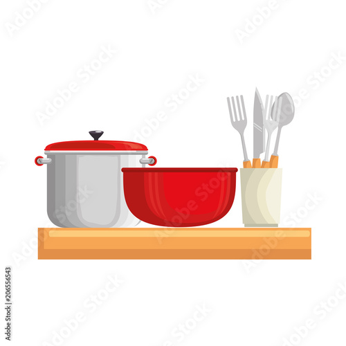 kitchen chelf with utensils vector illustration design