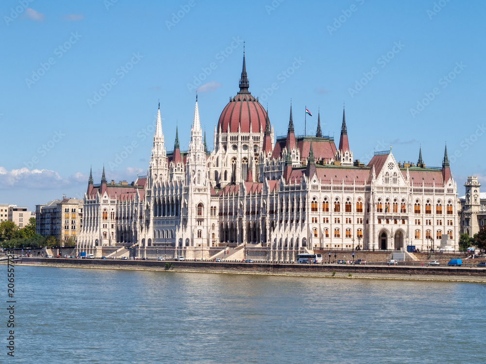 The Hungarian Parliament Building on the banks of the River Danube - Budapest, Hungary