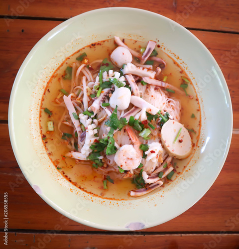 spicy noodel or seafood noodle photo