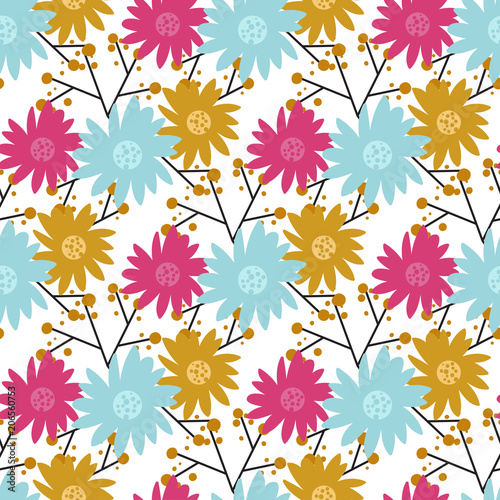 Nature flower illustration seamless pattern background floral summer vector