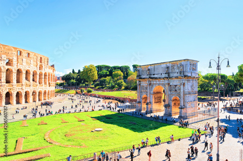 Colosseum and Arch of Constantine in Rome photo
