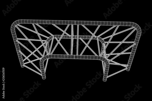 Truss girder element. Wireframe low poly mesh vector illustration.