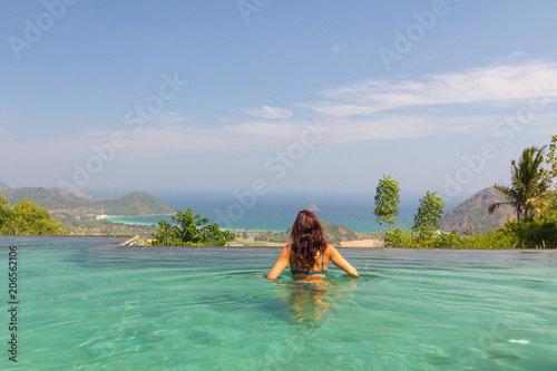 Girl in infinity pool, Lombok