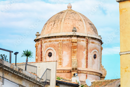 Church dome in city center of old Siracusa Sicily