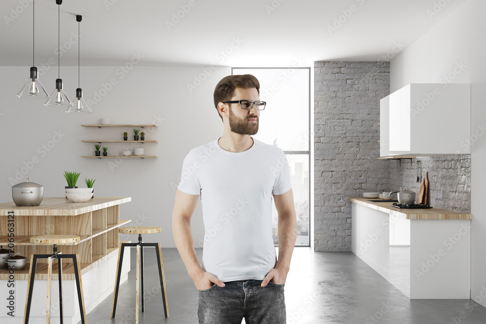 Portrait of handsome man in kitchen Portrait of handsome man in kitchen